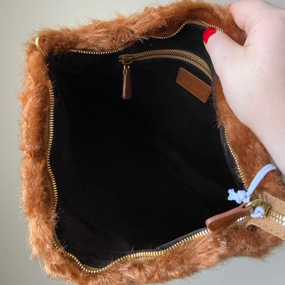 Staud faux fur xl clutch, new